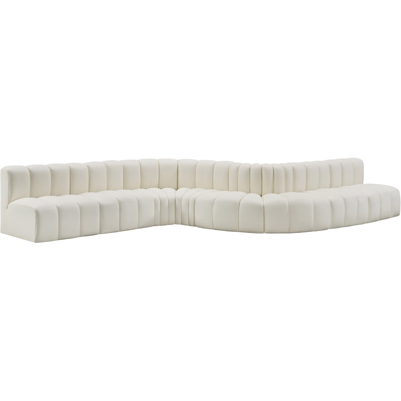 Bowery Hill Contemporary Cream Vegan Leather Modular Sectional
