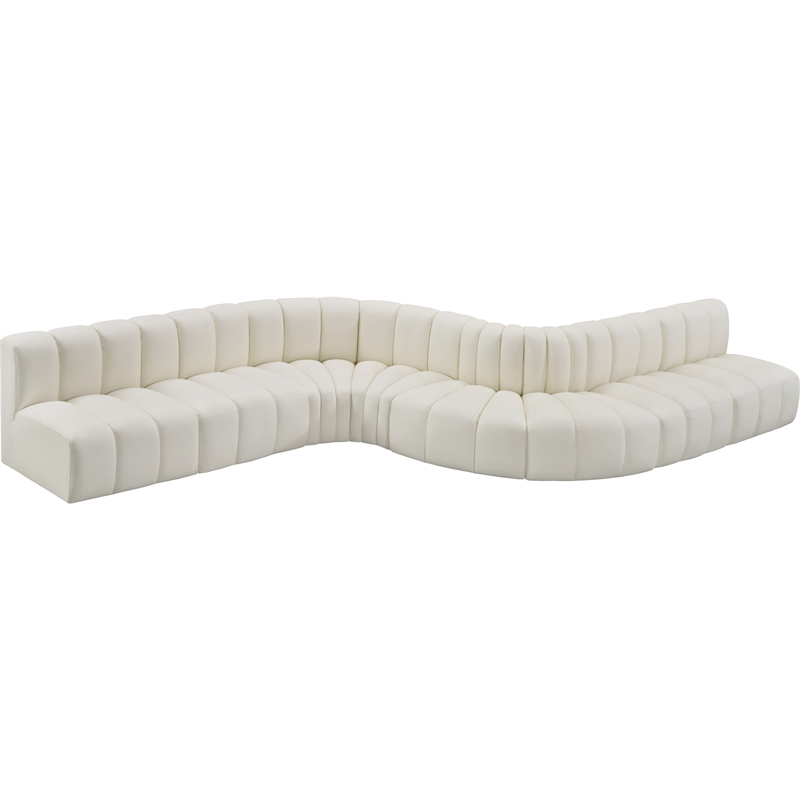 Bowery Hill Contemporary Cream Vegan Leather Modular Sectional