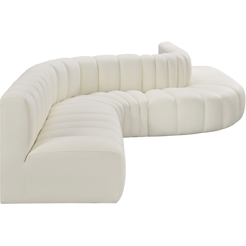 Bowery Hill Contemporary Cream Vegan Leather Modular Sectional