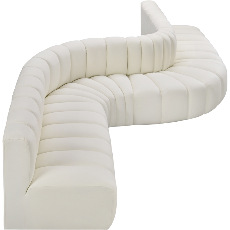 Bowery Hill Contemporary Cream Vegan Leather Modular Sectional