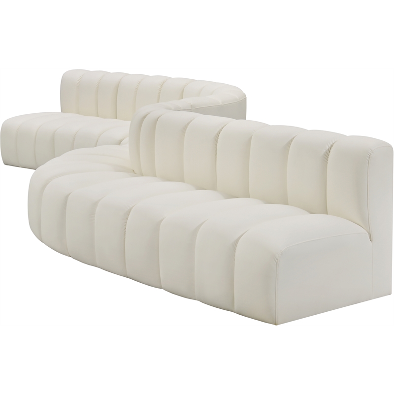 Bowery Hill Contemporary Cream Vegan Leather Modular Sectional