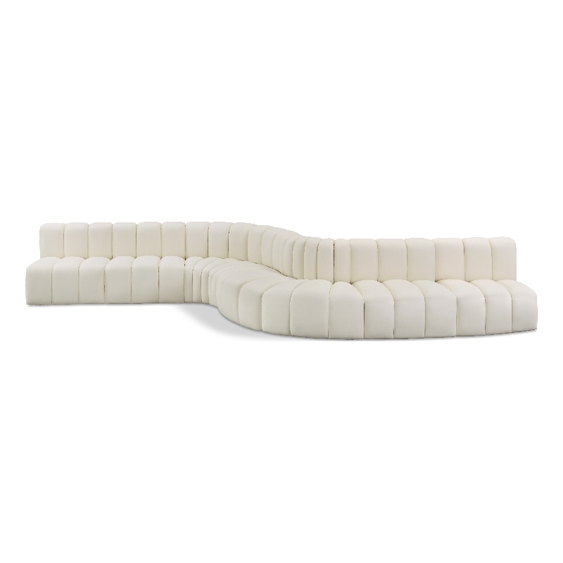 Bowery Hill Contemporary Cream Vegan Leather Modular Sectional