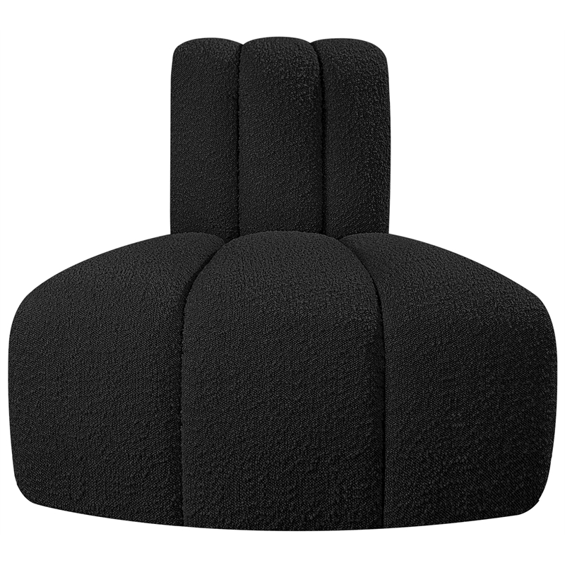 Bowery Hill Contemporary Rich Black Boucle Fabric Reverse Corner