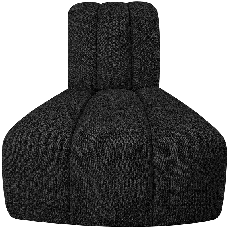 Bowery Hill Contemporary Rich Black Boucle Fabric Reverse Corner