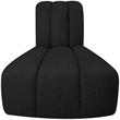 Bowery Hill Contemporary Rich Black Boucle Fabric Reverse Corner