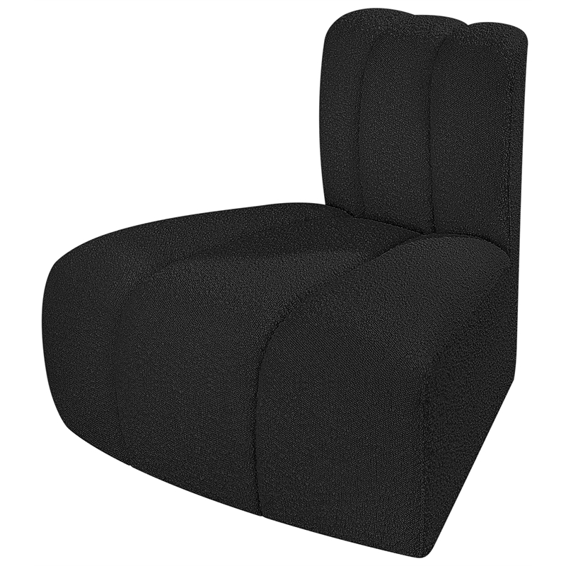 Bowery Hill Contemporary Rich Black Boucle Fabric Reverse Corner