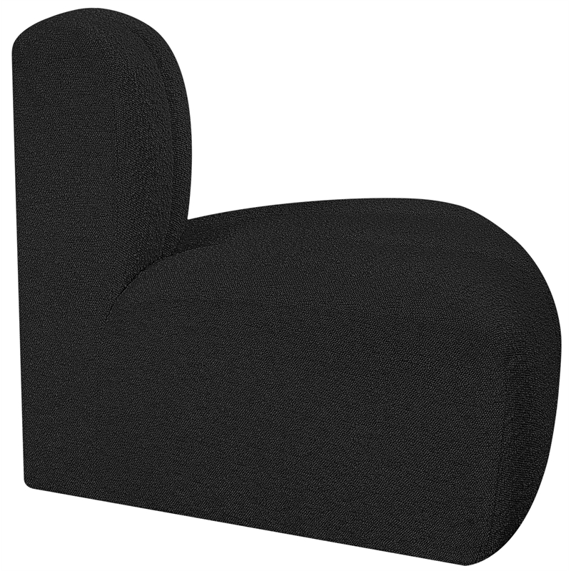 Bowery Hill Contemporary Rich Black Boucle Fabric Reverse Corner