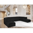 Bowery Hill Contemporary Black Boucle Fabric Modular Sectional