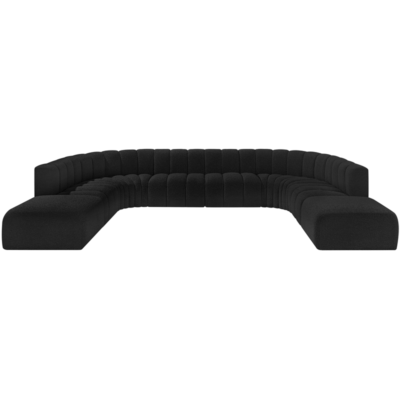 Bowery Hill Contemporary Black Boucle Fabric Modular Sectional