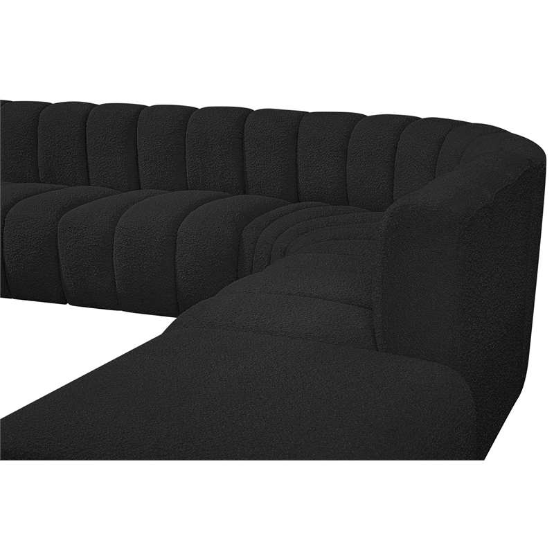 Bowery Hill Contemporary Black Boucle Fabric Modular Sectional