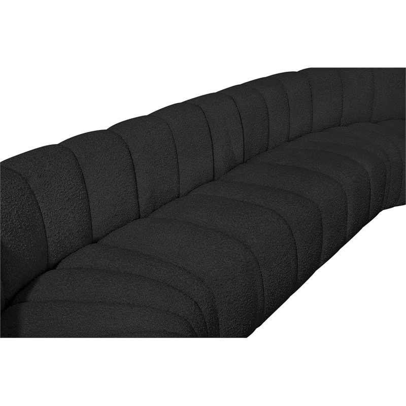 Bowery Hill Contemporary Black Boucle Fabric Modular Sectional