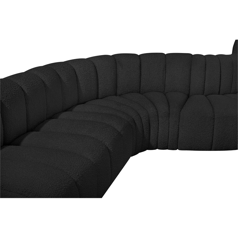 Bowery Hill Contemporary Black Boucle Fabric Modular Sectional