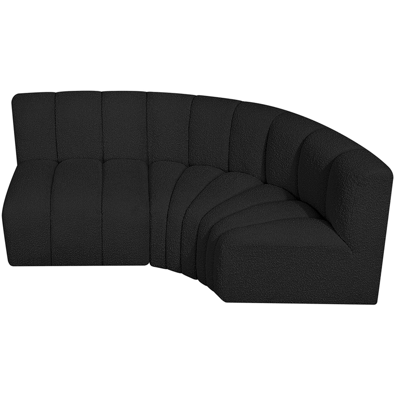 Bowery Hill Contemporary Black Boucle Fabric Modular Sectional