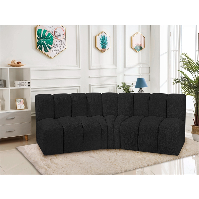 Bowery Hill Contemporary Black Boucle Fabric Modular Sectional