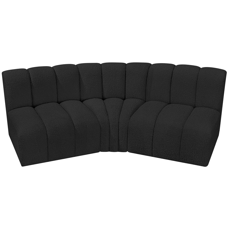 Bowery Hill Contemporary Black Boucle Fabric Modular Sectional