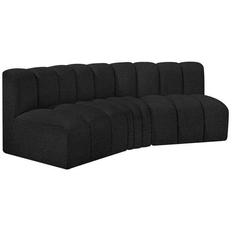 Bowery Hill Contemporary Black Boucle Fabric Modular Sectional
