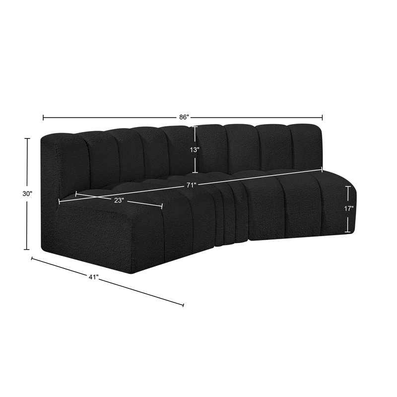 Bowery Hill Contemporary Black Boucle Fabric Modular Sectional