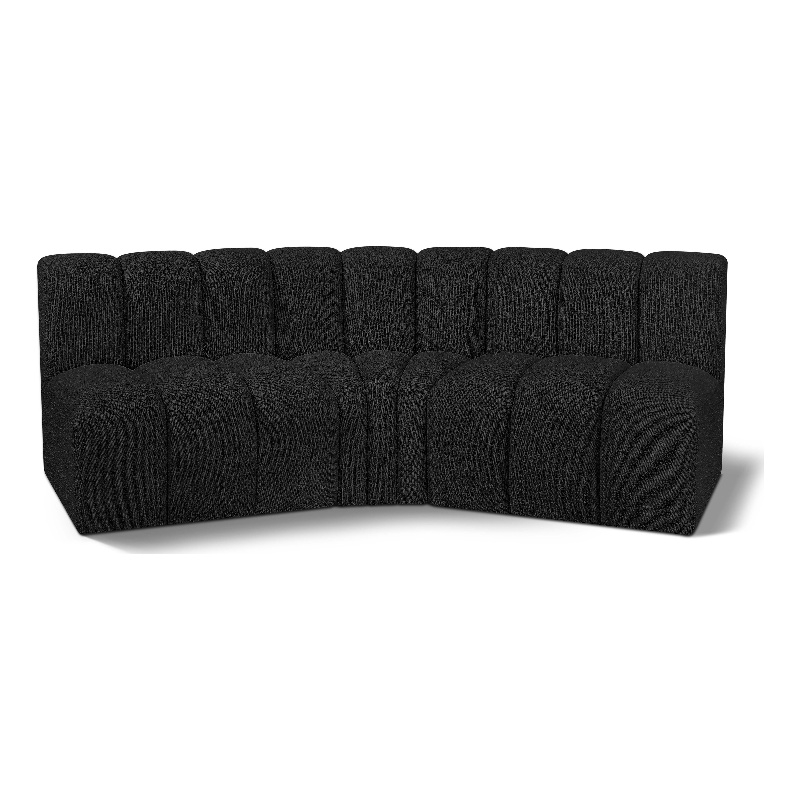Bowery Hill Contemporary Black Boucle Fabric Modular Sectional