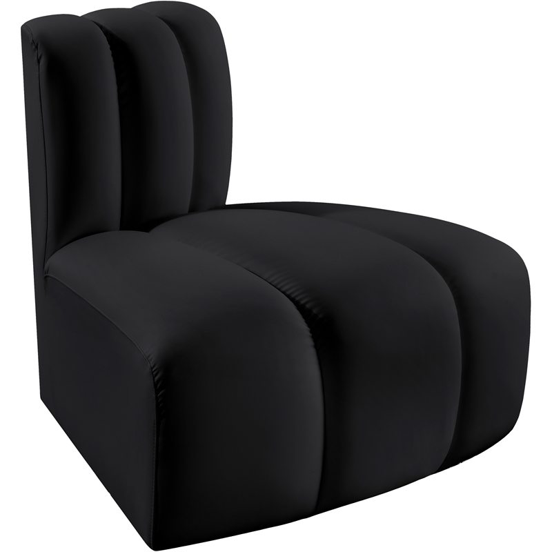 Bowery Hill Contemporary Soft Black Vegan Leather Reverse Corner