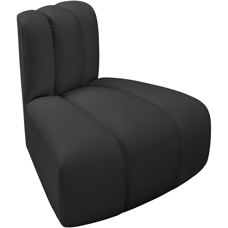 Bowery Hill Contemporary Soft Black Vegan Leather Reverse Corner