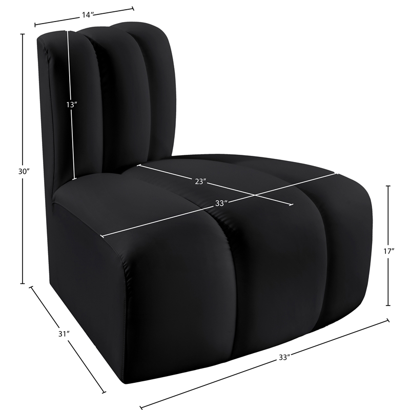 Bowery Hill Contemporary Soft Black Vegan Leather Reverse Corner