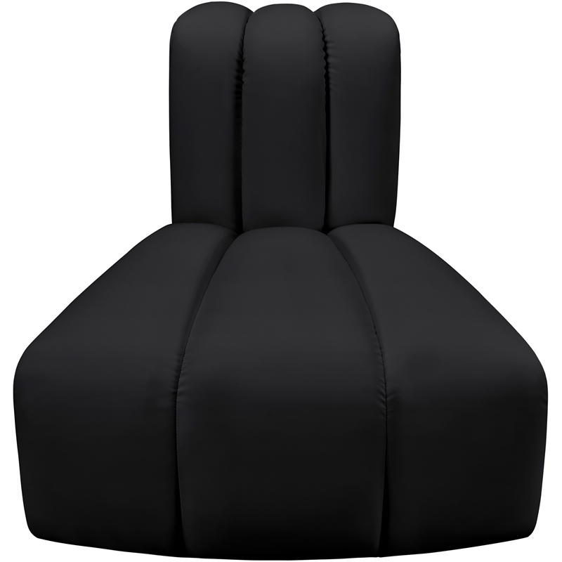 Bowery Hill Contemporary Soft Black Vegan Leather Reverse Corner