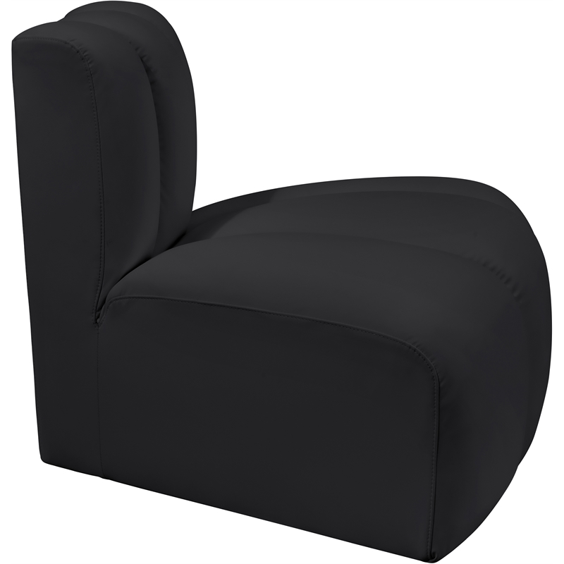 Bowery Hill Contemporary Soft Black Vegan Leather Reverse Corner
