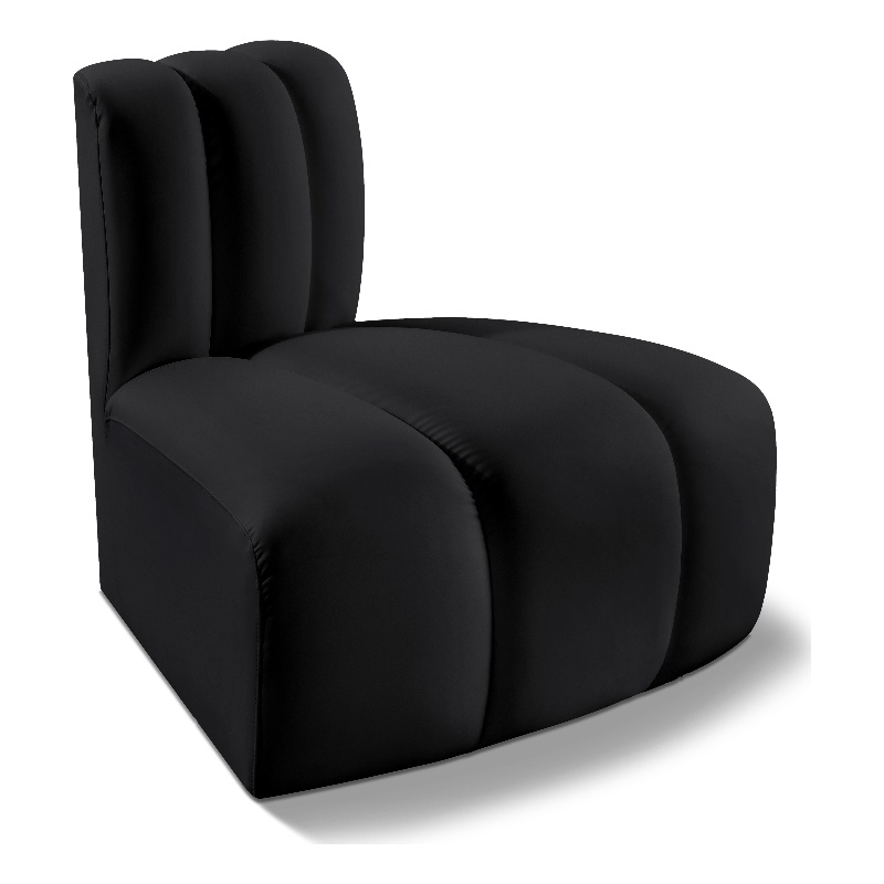 Bowery Hill Contemporary Soft Black Vegan Leather Reverse Corner
