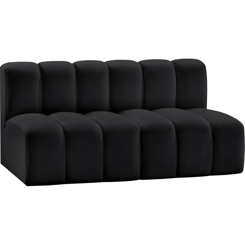 Bowery Hill Contemporary Black Vegan Leather Modular Sectional