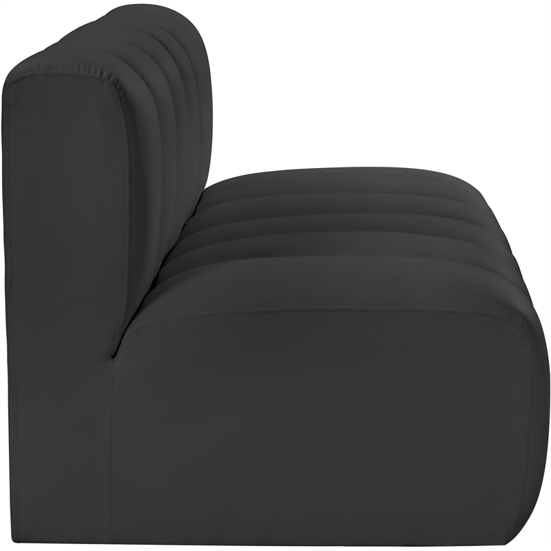 Bowery Hill Contemporary Black Vegan Leather Modular Sectional