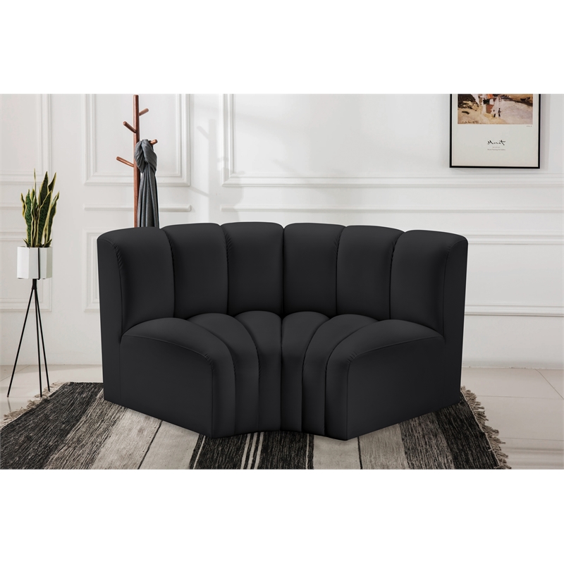 Bowery Hill Contemporary Black Vegan Leather Modular Sectional