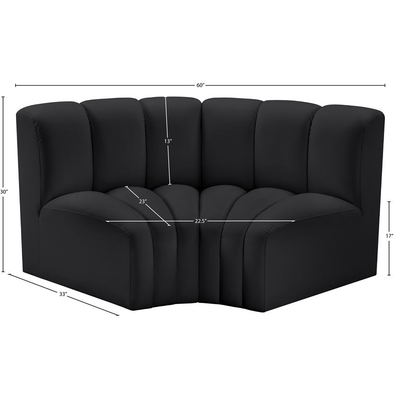 Bowery Hill Contemporary Black Vegan Leather Modular Sectional