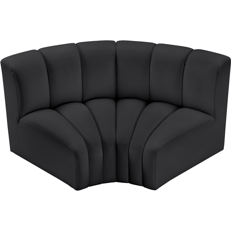 Bowery Hill Contemporary Black Vegan Leather Modular Sectional