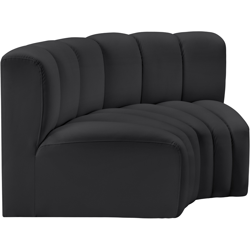 Bowery Hill Contemporary Black Vegan Leather Modular Sectional