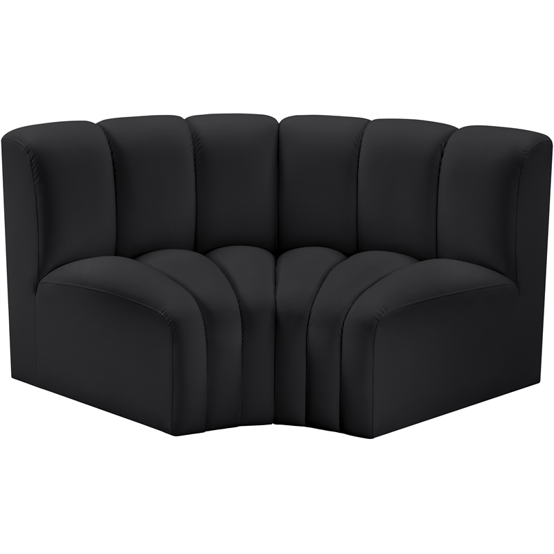 Bowery Hill Contemporary Black Vegan Leather Modular Sectional
