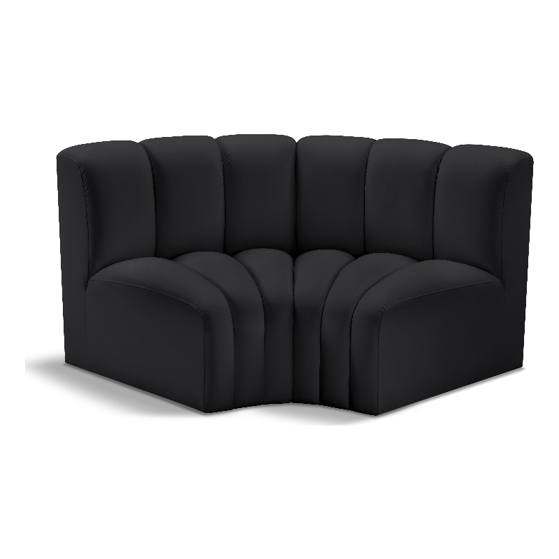 Bowery Hill Contemporary Black Vegan Leather Modular Sectional
