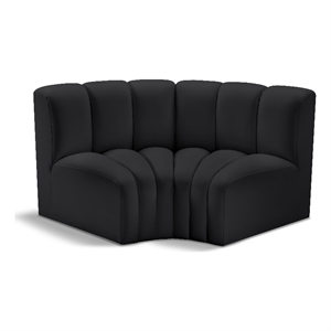 Bowery Hill Contemporary Black Vegan Leather Modular Sectional