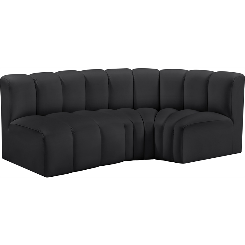 Bowery Hill Contemporary Black Vegan Leather Modular Sectional