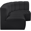 Bowery Hill Contemporary Black Vegan Leather Modular Sectional