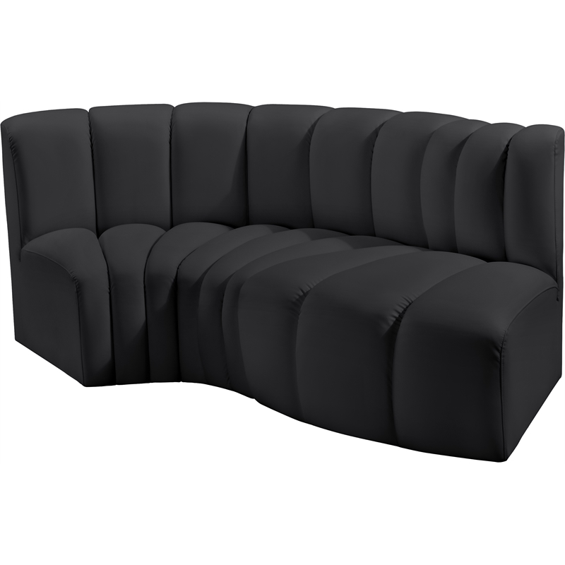 Bowery Hill Contemporary Black Vegan Leather Modular Sectional