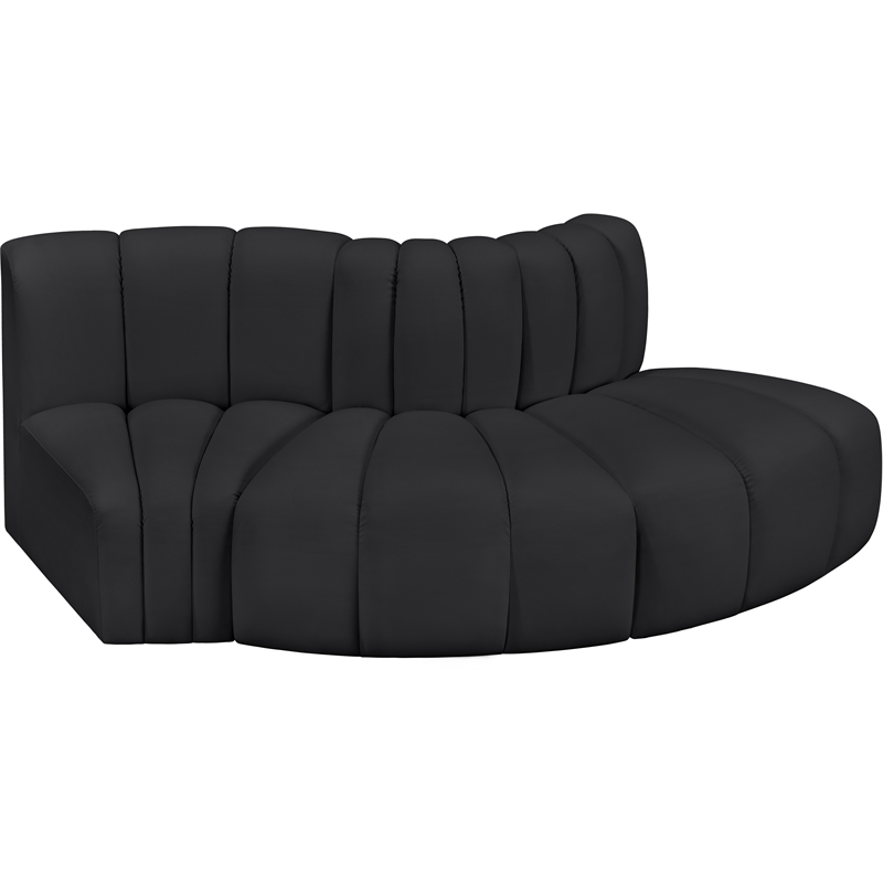 Bowery Hill Contemporary Black Vegan Leather Modular Sectional