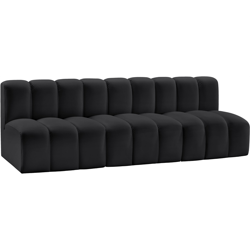 Bowery Hill Contemporary Black Vegan Leather Modular Sectional