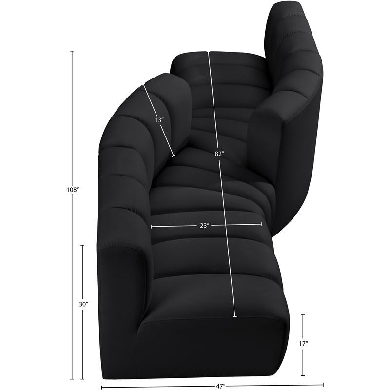 Bowery Hill Contemporary Black Vegan Leather Modular Sectional