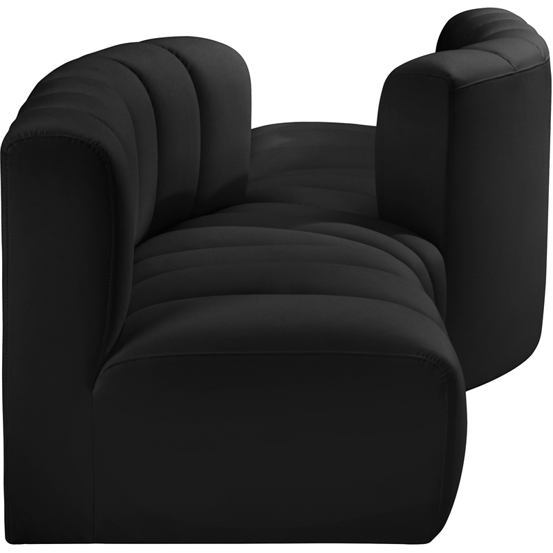 Bowery Hill Contemporary Black Vegan Leather Modular Sectional