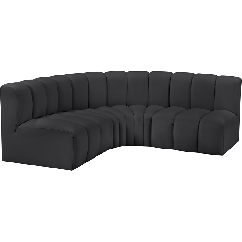 Bowery Hill Contemporary Black Vegan Leather Modular Sectional