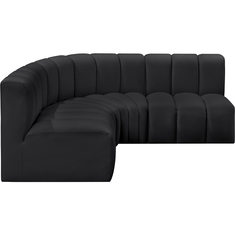 Bowery Hill Contemporary Black Vegan Leather Modular Sectional