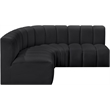 Bowery Hill Contemporary Black Vegan Leather Modular Sectional