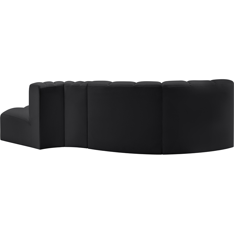 Bowery Hill Contemporary Black Vegan Leather Modular Sectional