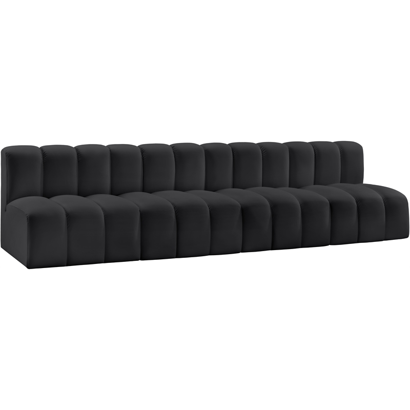 Bowery Hill Contemporary Black Vegan Leather Modular Sectional