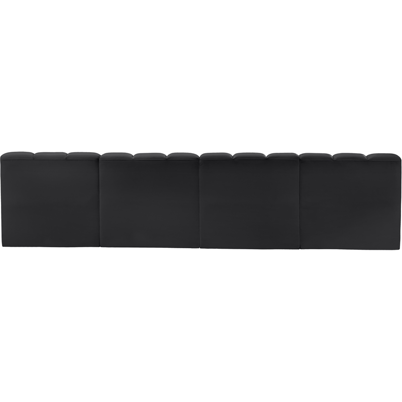 Bowery Hill Contemporary Black Vegan Leather Modular Sectional